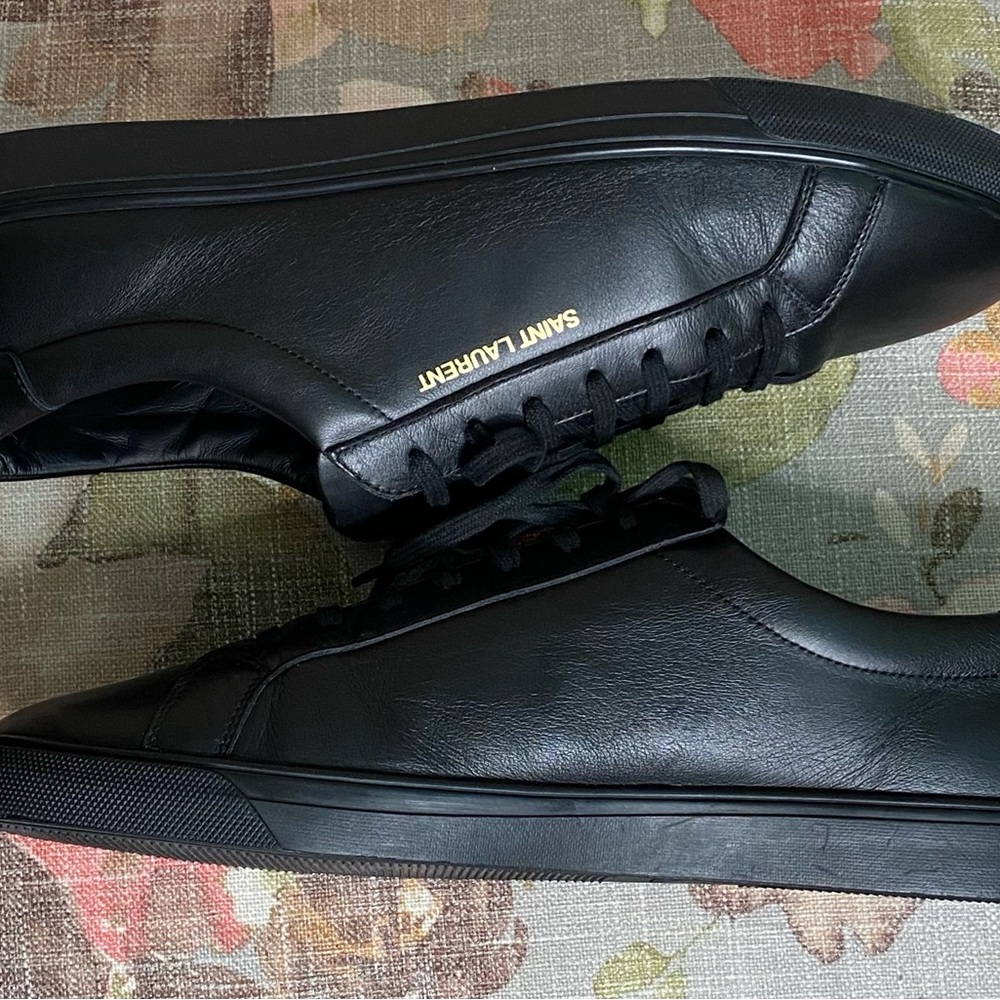 Saint Laurent Mens Andy Shoe Leather Size 12 Black EUC Retail $790.00 - Picture 9 of 13